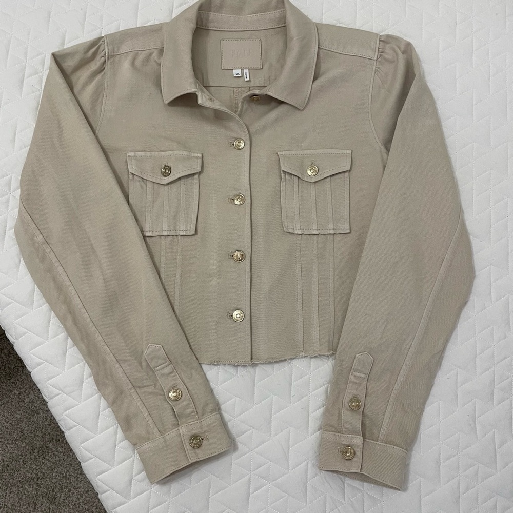 PAIGE Beige Utility Jacket with Button Front - Picture 5 of 7